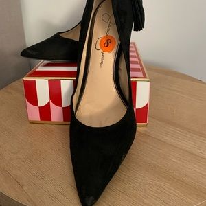 Black heels with back sexy bow